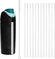 6pcs Owala FreeSip Kids 16oz Water Bottle Replacement Straws - Reusable Plastic With Cleaning Brush for Travel Tumbler Accessories (Clear)