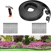 Lawn Edging Kit, Flexible Garden Edging Borders 33FT Landscape Edging Mini Plastic Fence with 30pcs Stakes and a Hammer Edging Kit No Dig for Yard Flowerbeds,Grass