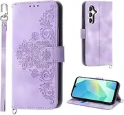 [AsWant] Wallet Case for Samsung Galaxy A16 4G/5G - Premium Leather Flip Protective Case Magnetic Cover with Stand Function (Purple)