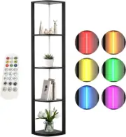 Delsol 5 Tier Corner Shelf with LED Light,162Cm Tall Stand Floor Lamps with Stor