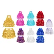 Girls Shiny Backless Latin Jazz Salsa Dance Dress Crop Top and Tassel Skirt Sets