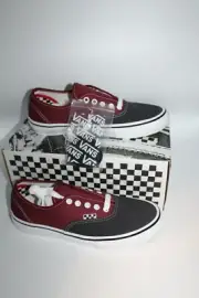 NEW Vans Skate Authentic Red Black Sneaker shoes Men 7.5 Women 9 Asphalt Pomegra