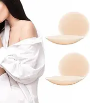 [ENNSOO] Nipple Patches, Ultra-Thin Invisible Sticky Bra Covers for Seamless Comfort, Nipple Shield for A - C Cups, Nipple Shield Reusable Silicone for Strapless, Backless, Formal Attire (2PCS), Solid