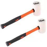 ZOENHOU 2 PCS 16 Oz White Rubber Mallet Hammer, Solid Rubber Mallet Head with...