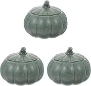Canister, Kitchen Storage Jars,3 Pack Ceramic Tea Jar Pumpkin Shaped containers Halloween Party Favors Holder Pumpkin Sugar jar Storage Jars Pumpkin (Color : Greenx3pcs)