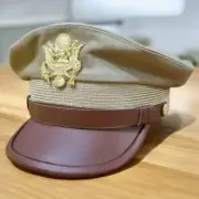 WWII US Army Officer's Khaki Summer Service Visor Cap ALL Sizes Available