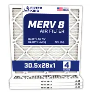 Filter King 30.5x28x1 Air Filter 4-PACK MERV 8 Actual Size 30.5 x 28 x .75"