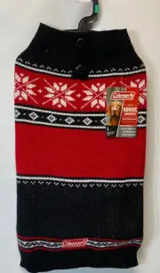 Coleman Nordic Pull Over Red & Black Logo warm & Cozy Dog Sweater size Large