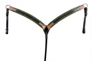 Western Dark Oil With Green Croco Overlay Spot Studded Headstall