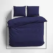 3 Side Zipper Duvet Cover Set King Size Navy Blue - Soft Microfiber Duvet Cover Set with 3 Sided Zipper Closure, King Size Duvet Cover (90"x104") & 2 Pillow Cases(20"x36"), NO Comforter