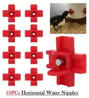 Horizontal Poultry Water Nipple Auto Waterer Chicken Drinker Fountain 10x