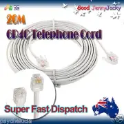 20m 6P4C RJ11 RJ12 Telephone ADSL Cross Over Line Cord Cable White Made in AU