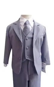 Formal Boy Gray Tuxedo Kids Dress Suit Set Tuxedo All Sizes