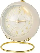Small Desk Clocks Battery Operated Desk Alarm Clocks with Light Table Clocks Vintage Silent No Ticking Analogue Clock for Bedside Bedroom Office(Milky White)