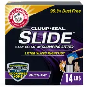 Clump & Seal SLIDE Cat Litter, Easy Clean-Up Multi-Cat Clumping Litter, 14 Lbs
