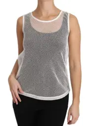 Dolce&Gabbana Women White Tank Top Cotton Net Transparent Sleeveless T-Shirt