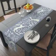 Vintage Rabbit Table Runner - Dusty Blue