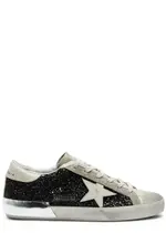 Golden Goose Superstar Panelled Glittered Sneakers - Black - 4 4