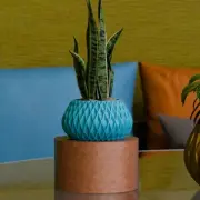 Rivara Vintage Style Planter Mid-Century Modern Pot with Retro Diamond Weave