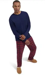 UGG Mens Steiner Pajama Set Gift Boxed Navy Red Plaid Pants $98.00 Size Medium