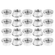 M10x1.5mm Serrated Flange Hex Lock Nuts, 20Pcs Hexagon Flange Nut, Silver
