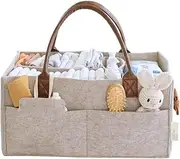 Diaper Caddy Organizer - Baby Organizer for Nursery, Car Storage Organizer, Baby Gift Basket, Changing Table Organizer, Portable Diaper Organizer Caddy for Girls, Boys Sand