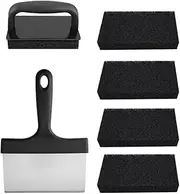 Stainless Steel Griddle Cleaning Kit For Flat Top Grills Grates Skillets Heat-Resistant Handle Scraper Brush Set(6pcs)