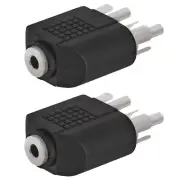 2 Pcs 2 RCA Male to 3.5mm 1/8" Mono Female Audio Splitter Y Adapter Connector