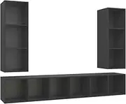 Wall-Mounted TV Cabinet Set of 4 | Grey Engineered Wood | Space-Saving Design for Small Rooms | Modern & Durable TV Unit for Living Room