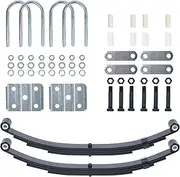 Gtouse Trailer Leaf Spring Kit,4 Leaf 1750lb Capacity Double Eye Spring for 3500lb Trailer,Leaf Springs for Trailer Axle Hanger Kit with U-Bolt Kit