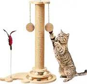 Cat Scratch Post,Funny Cat Teaser Toys | 4-in-1 Pet Scratching Post, Interactive Mental Physical Exercise Toy for Indoor Kittens