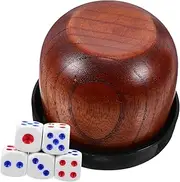 Kisangel 1 Set Wooden Dice Cup Set with Dices Compact Travel Friendly Dice Holder for Board Games Parties Entertainment Design for Long Term Use