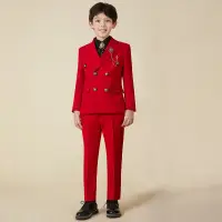 在飛比找蝦皮購物優惠-男童西裝套裝兒童花童禮服韓版外套中大童主持走秀小孩表演服西裝