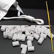 Cord Locks for Masks Mask Adjuster Adjustable Silicone Toggles Plastic Beads Button Slider Stopper Fastener Tightener Buckle Clips Pieces for Ear Loops (60pcs,White)