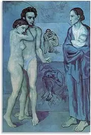 Pablo Picasso《La Vie 1903》Canvas Wall Art Pablo Picasso Poster Pablo Picasso Prints Picasso Painting for Home Decor Picture 40x65cmx1 No Frame