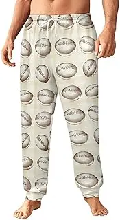 [Generic] Men's Sweatpants, Grid of Rugby Ball Sketches-49, Polyester Joggers, Sweatpants Jogging Pants for Workout Running