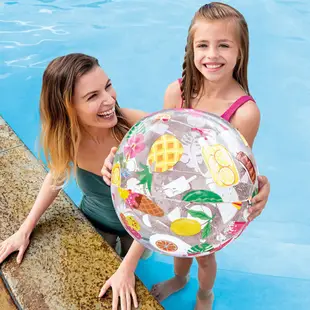 【居家寶盒】INTEX 59040 透明繽紛沙灘球 充氣球 海灘球 兒童海邊戲水 塑膠球 漂浮球3歲 (3.9折)
