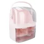 Skincare Organizer Large Capacity 3 Layers Pink Waterproof Dustproof Humaniz GRS