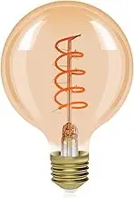 Bonlux E27 6W Vintage Edison LED Light Bulb, Dimmable E27 Base Screw Globe Amber Glass, G125 Large Decorative LED Filament Bulb, Flicker-Free AC220-240V 2200K Warm White, Pack of 1