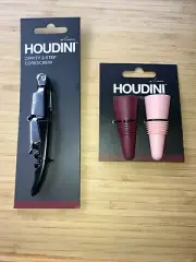 Houdini Deluxe Zippity 2-Step Waiters Corkscrew +1 Pack Of Wine Stoppers. Discrp