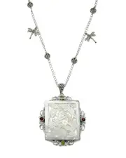 Samuel B. Silver 1.16 ct. tw. Gemstone & Pearl Dove Pendant