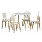 5PCS Kids Table and Chairs Set Children Activity Study Play Desk White Keezi