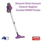 Devanti Stick Vacuum Cleaner Bagless Corded 500W Purple Sponge Filter Clean Easy