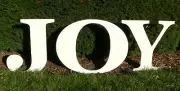 Large Hand-Crafted White JOY Yard Art Easter and Christmas Holiday Decoration