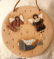 Eloise Studio Pottery Hanging Trivet Tile Angels In The Starry Sky, Billings MT