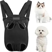 LUFEIS Dog Carrier Backpack, Adjustable Pet Carrier Backpacks for Small Medium Dogs, Legs Out, Easy-Fit for Hiking Traveling, Portable & Breathable Mesh Dog Backpack Holds Pet Up to 16 Lbs (Black-L)