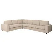 VIMLE corner sofa, 5-seat, with wide armrests/Hillared beige