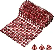 uxcell 0.5 Yard Sew Stitch on Spikes Stud Cone 12Rows Plastic Bright Red Spike Rivet with Flat Back Punk Rock Trim Mesh Bead for DIY Crafts/Clothes/Shoes/Bags