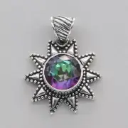 Multi-Color MYSTIC TOPAZ Round Sun Pendant - 925 STERLING SILVER #57e