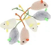 VERDANVERSE 6pcs Mouse Cat Pet Chewing Cat Hello Chase Teaser for Chew Plush Mouse Interactive Enrichment Plush